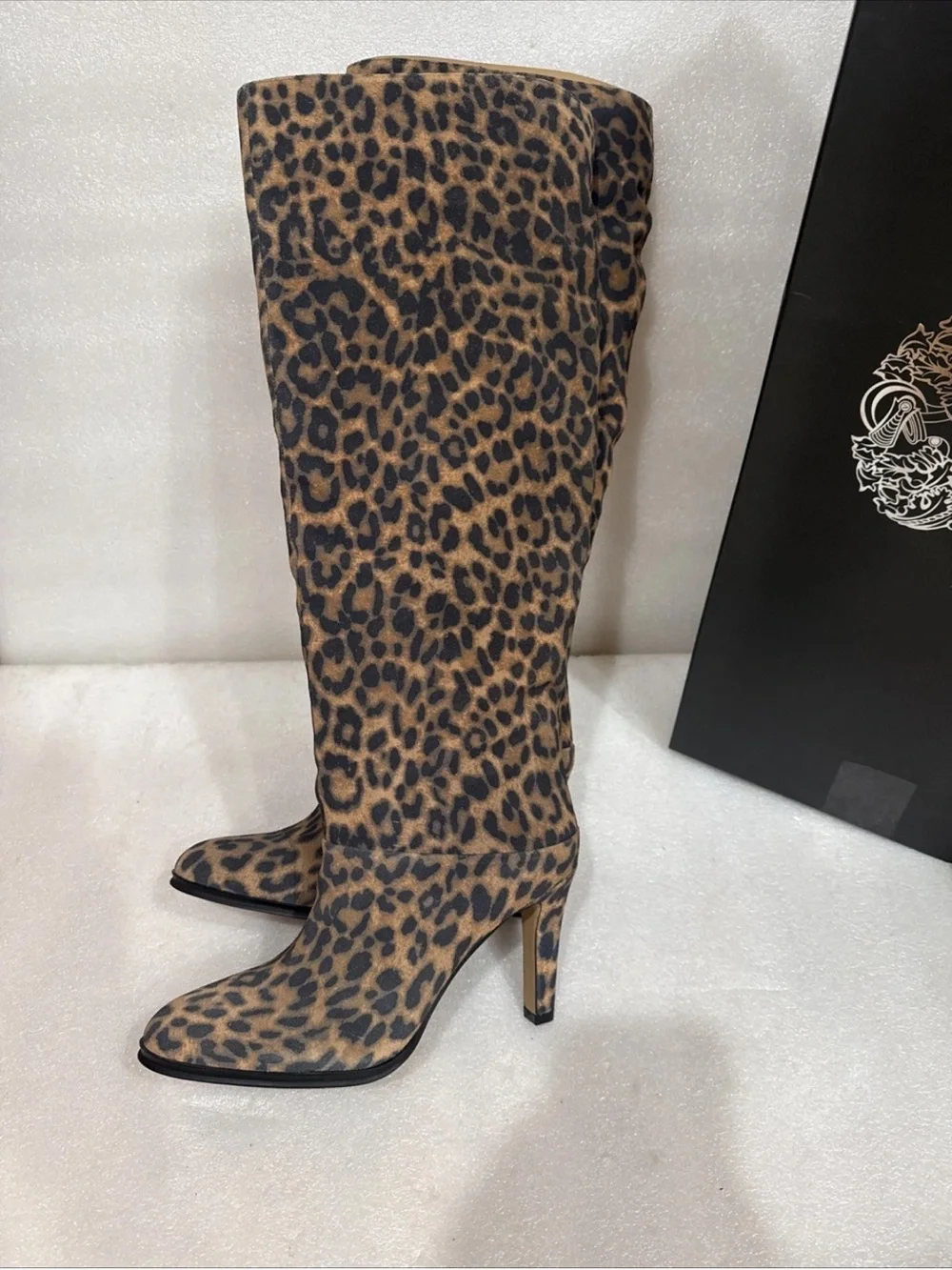 Vince Camuto Sorina Slouchy Knee High Boot, Camel Wide Calf New